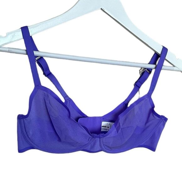 NWT Aerie 38C Smoothez Mesh Unlined Sheer Purple Balconette Bra - Picture 8 of 13